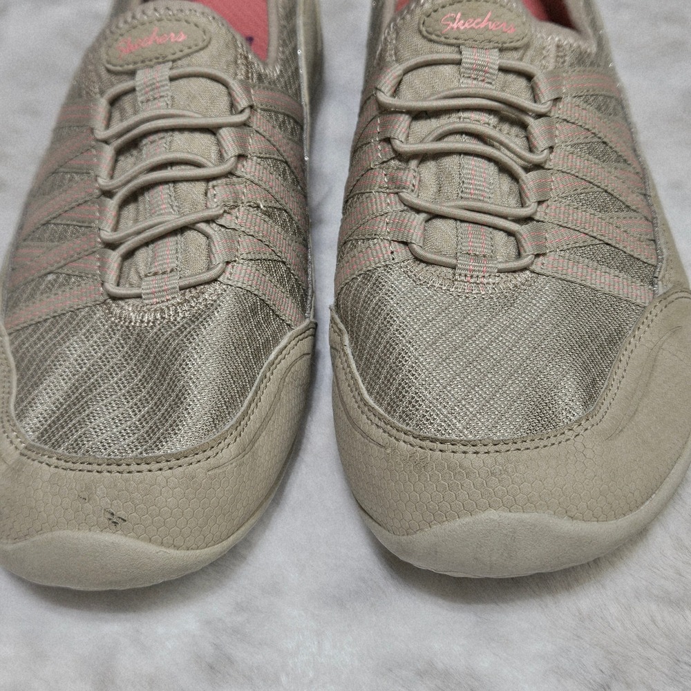 Skechers Taupe Bungee Slip On Memory Foam Walking Sneakers 8.5 Athleisure Gorp